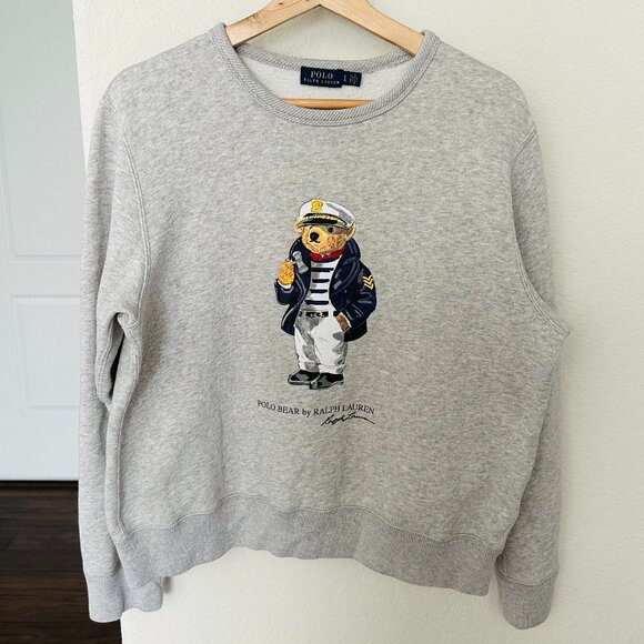 Polo Ralph Lauren Tops - 🐻 Polo 🐻 Ralph Lauren Women's Sailor Polo Bear Light Grey Sweatshirt, L